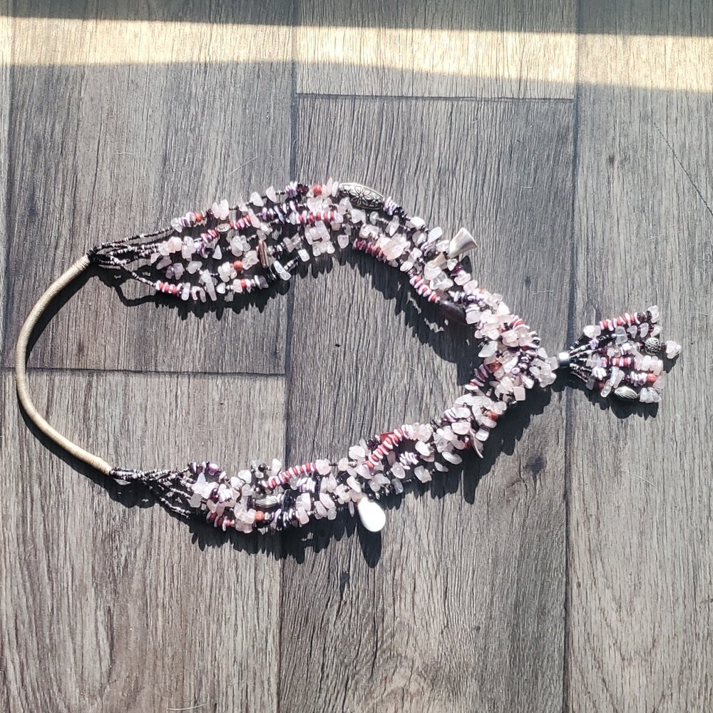 Mary Cortez, Navajo pink quartz beaded necklace.